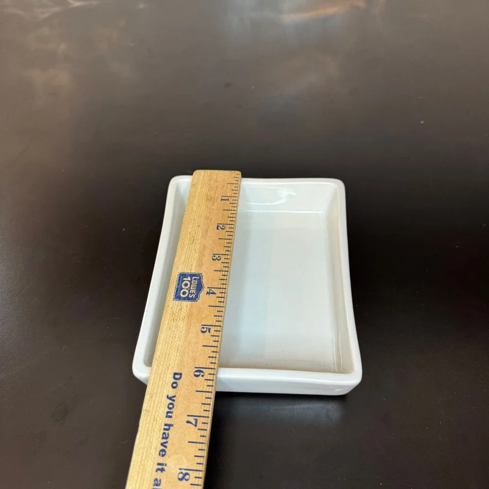 Pottery Barn Bradford Rectangular Tray Home Decor 6x5 White Ceramic Minimalist